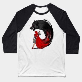 Shadows of the Woods: Little Red Riding Hood and the Sinister Wolf's Haunting Encounter Baseball T-Shirt